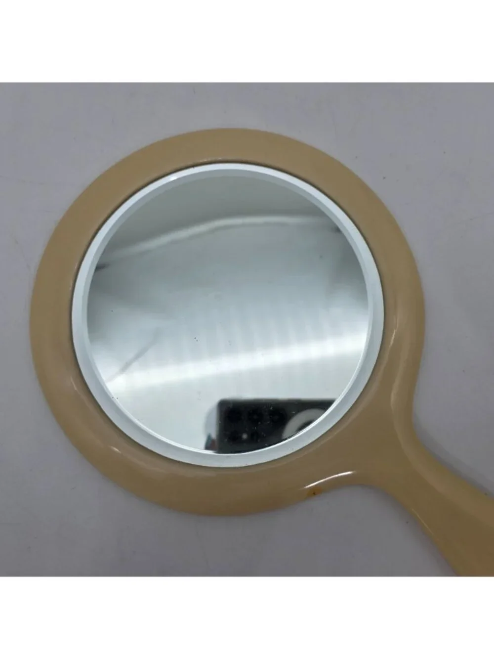 Vintage Ivory Celluloid Hand Mirror Round by Lyra Lin Dubarry